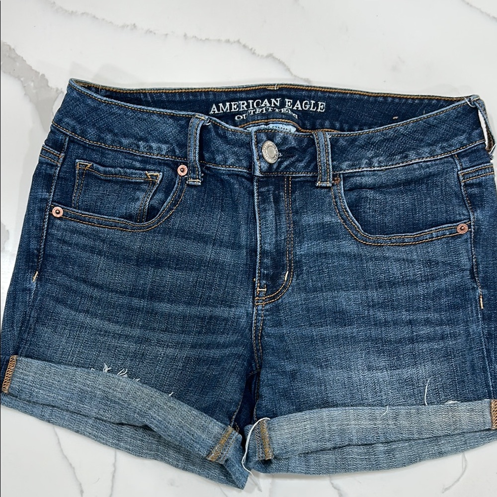American Eagle Outfitters Blue Jean Shorts with Rolled Hems